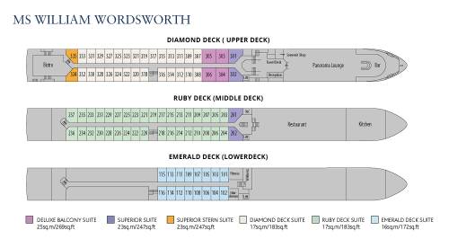 MS William Wordsworth ship deck plan