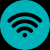 Free Wi-Fi - round icon in aqua and white showing Wi-Fi symbol