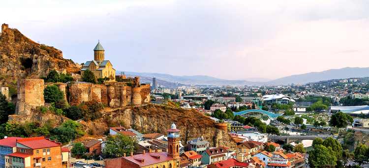 Tbilisi hillside old town and city below | Tbilisi, Georgia