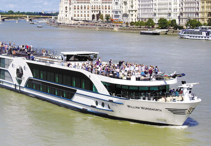 MS William Wordsworth ship on Danube River, Budapest