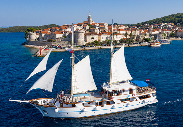 The MS Mendula sailing on the Adriatic Sea