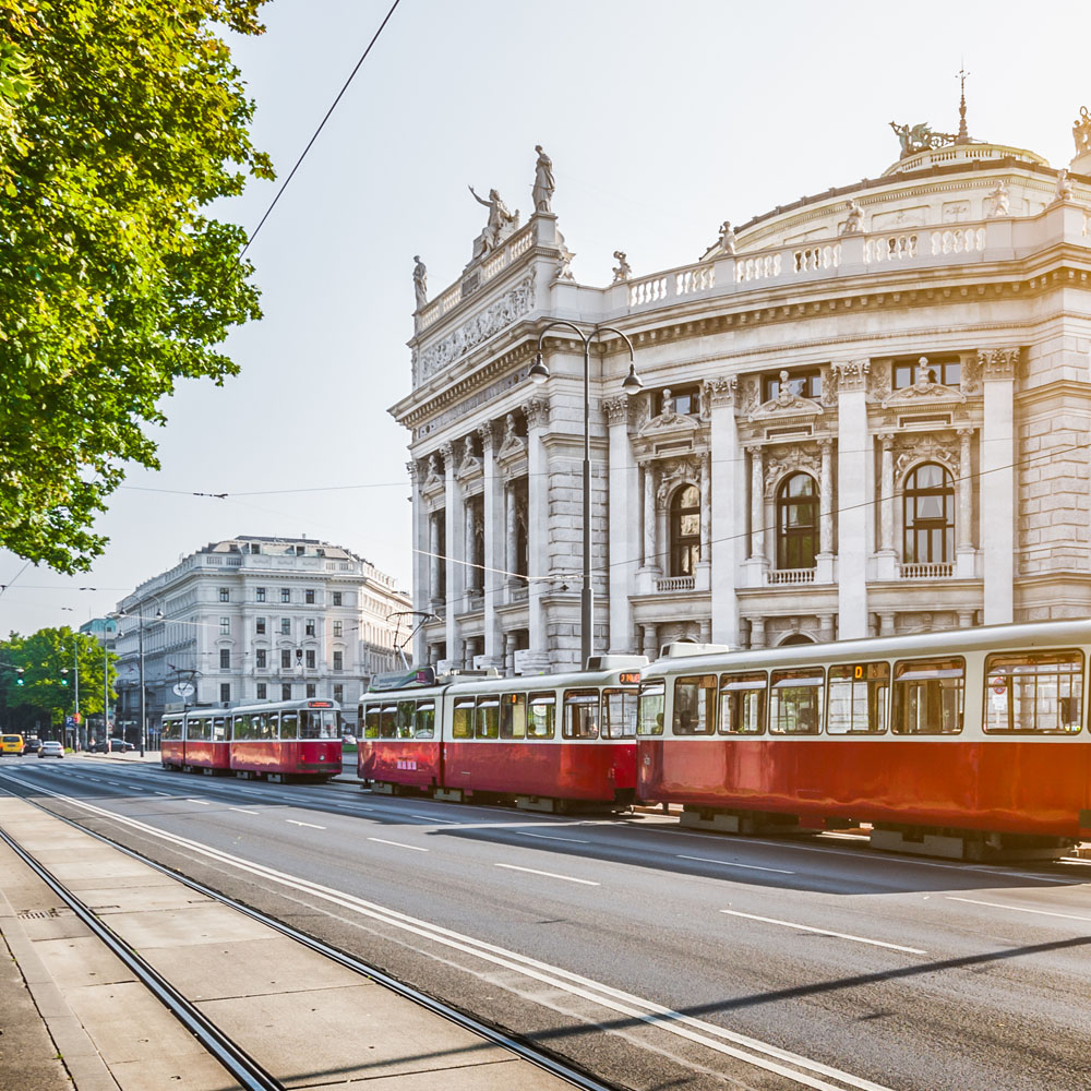 Vienna opera house and tram