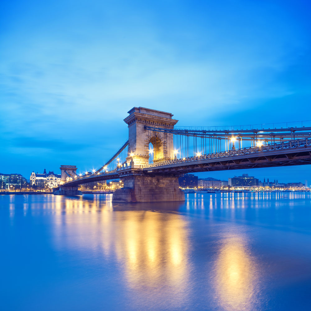 Budapest bridge at dusk