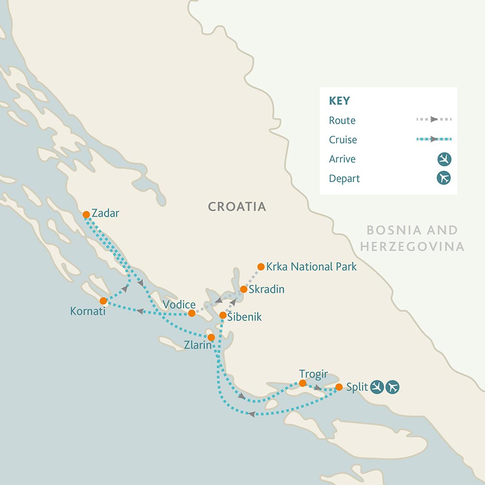 Split - Zadar - Split route map