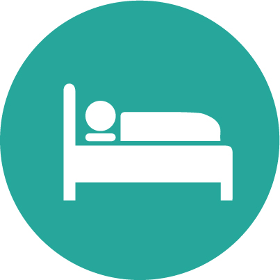 Teal hotel accommodation bed circle icon