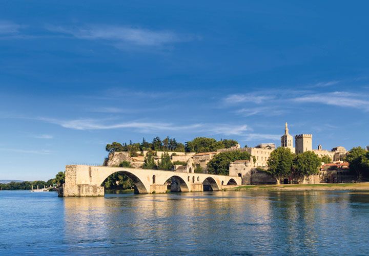 Pont d'Avignon and Pope's Palace on the River Rhône