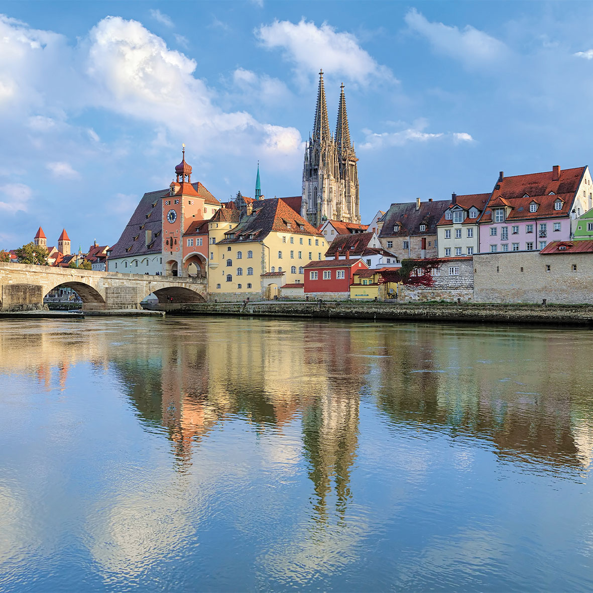 Regensburg Cathedral and Stone Bridge over Danube